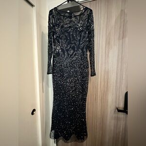 Glamorous Navy Sequin Long Sleeve Dress